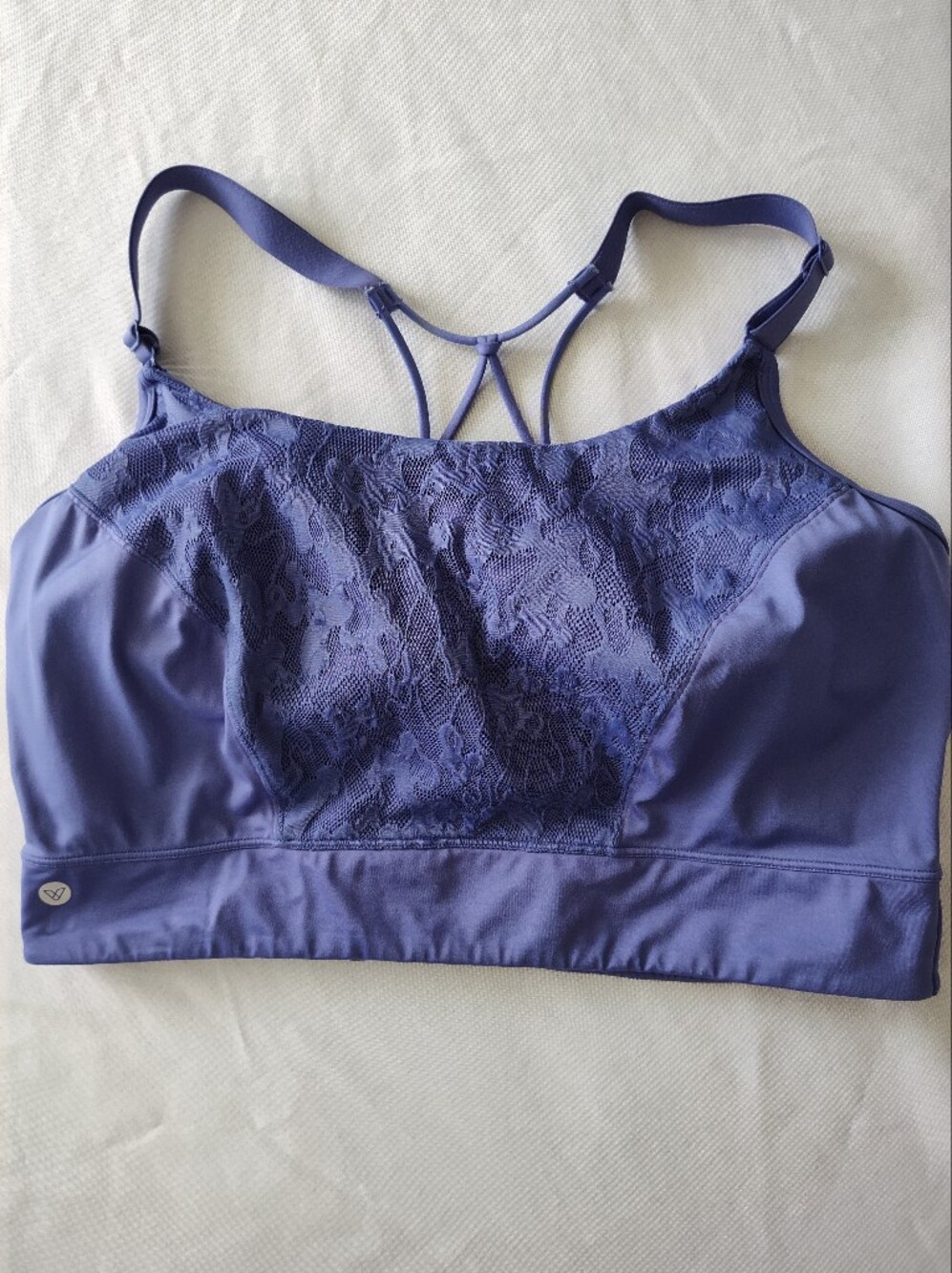 Livi Active Purple Lace-Front Sports Bralette 28 Plus Size